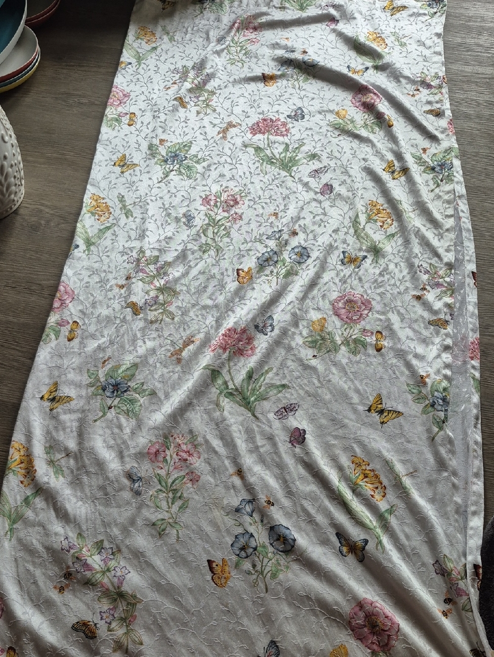 Lenox Butterfly Meadows Cream Shower Curtain.